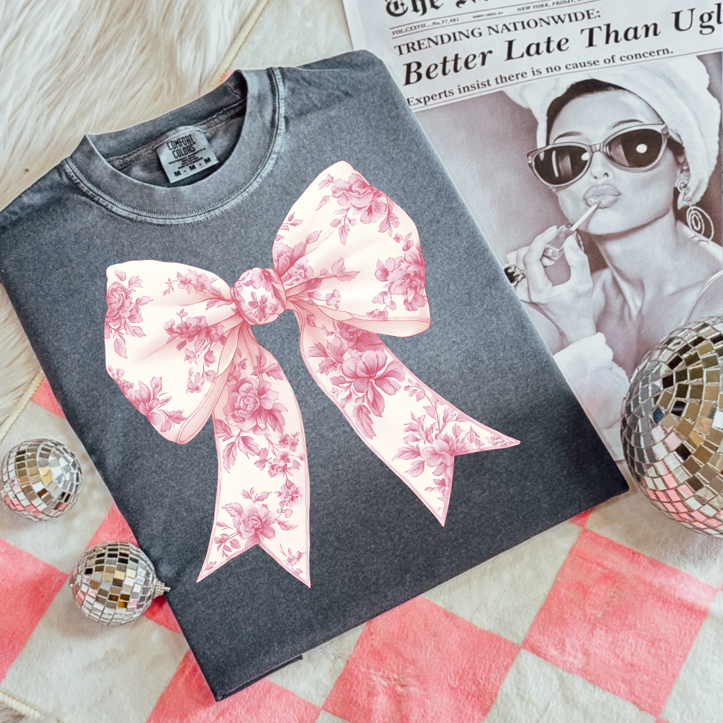 Pink Floral Bow