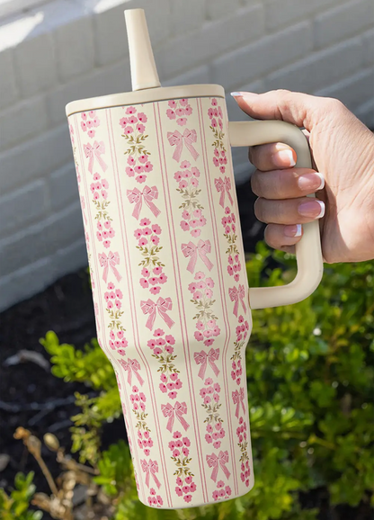 Pink Floral & Bow Tumbler