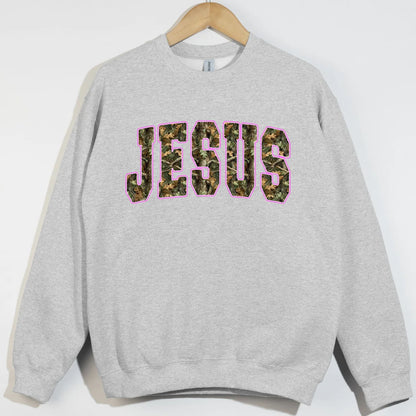 JESUS camo pink outline
